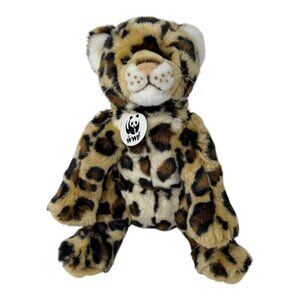 Vintage WWF Leopard Plush 12" Wild Cat Stuffed Animal 2000s with Medallion Tags